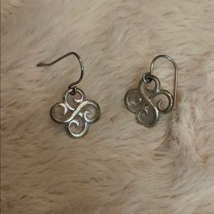 Silver drop earrings 4 leaf clover